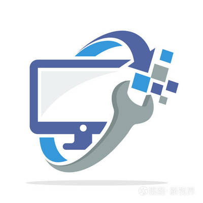 圖標(biāo)徽標(biāo)與計算機修理及電視顯示器維修概念的融合